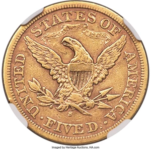 image for: 1866-S $5 Motto XF40 NGC....