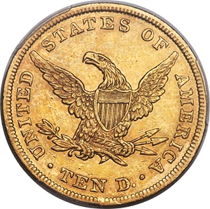 image for: 1839/8 $10 Large Letters, Head of 1838, AU55 PCGS....
