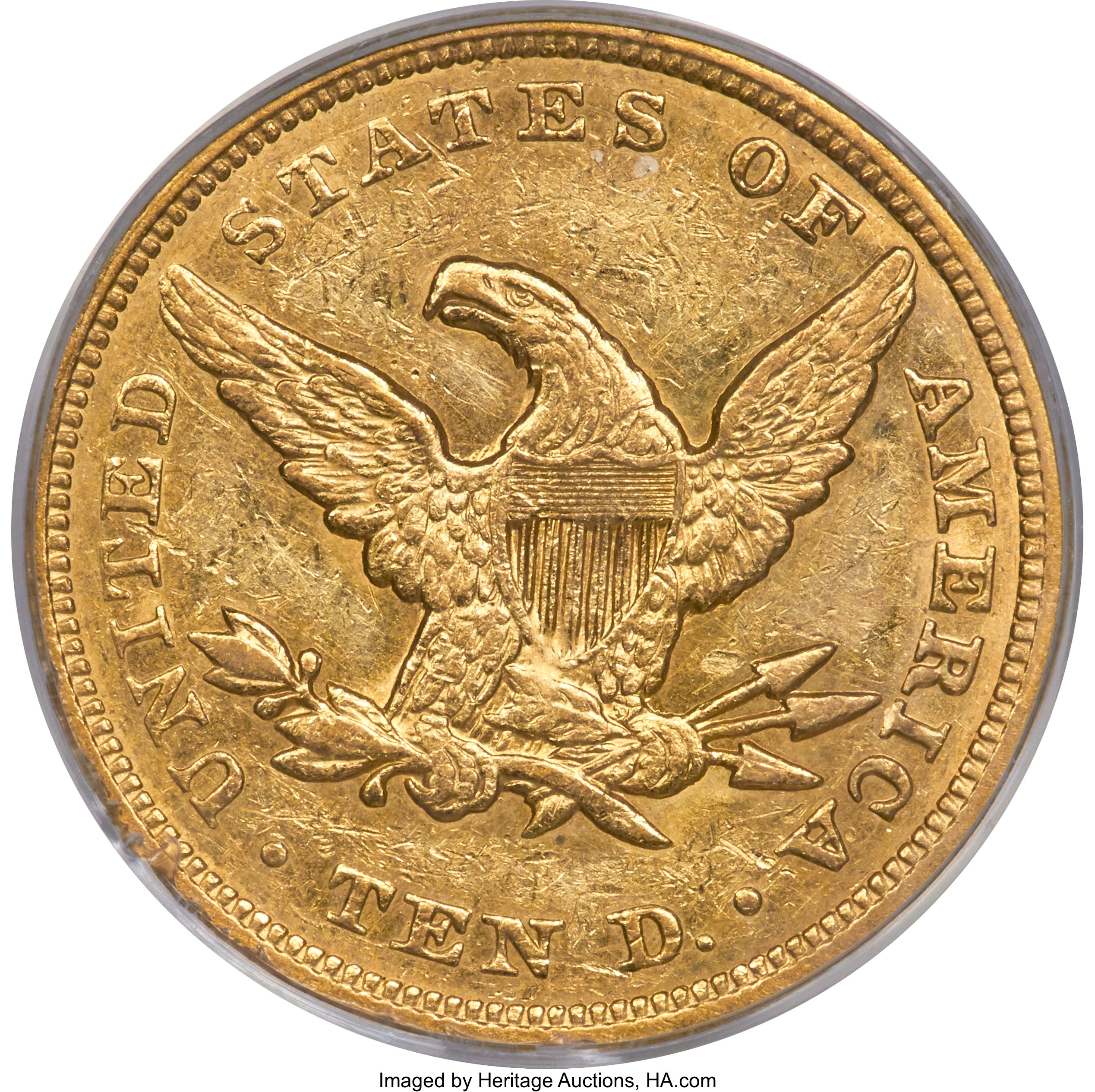 image for: 1850 $10 Small Date AU58 PCGS....