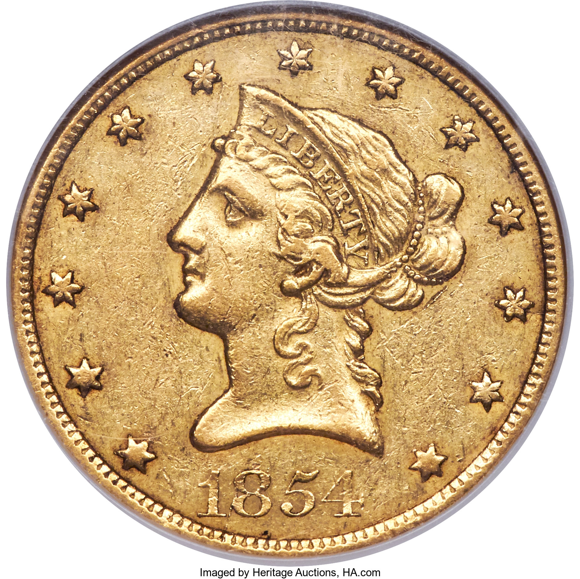 image for: 1854-O $10 Small Date AU55 NGC. Variety 1....