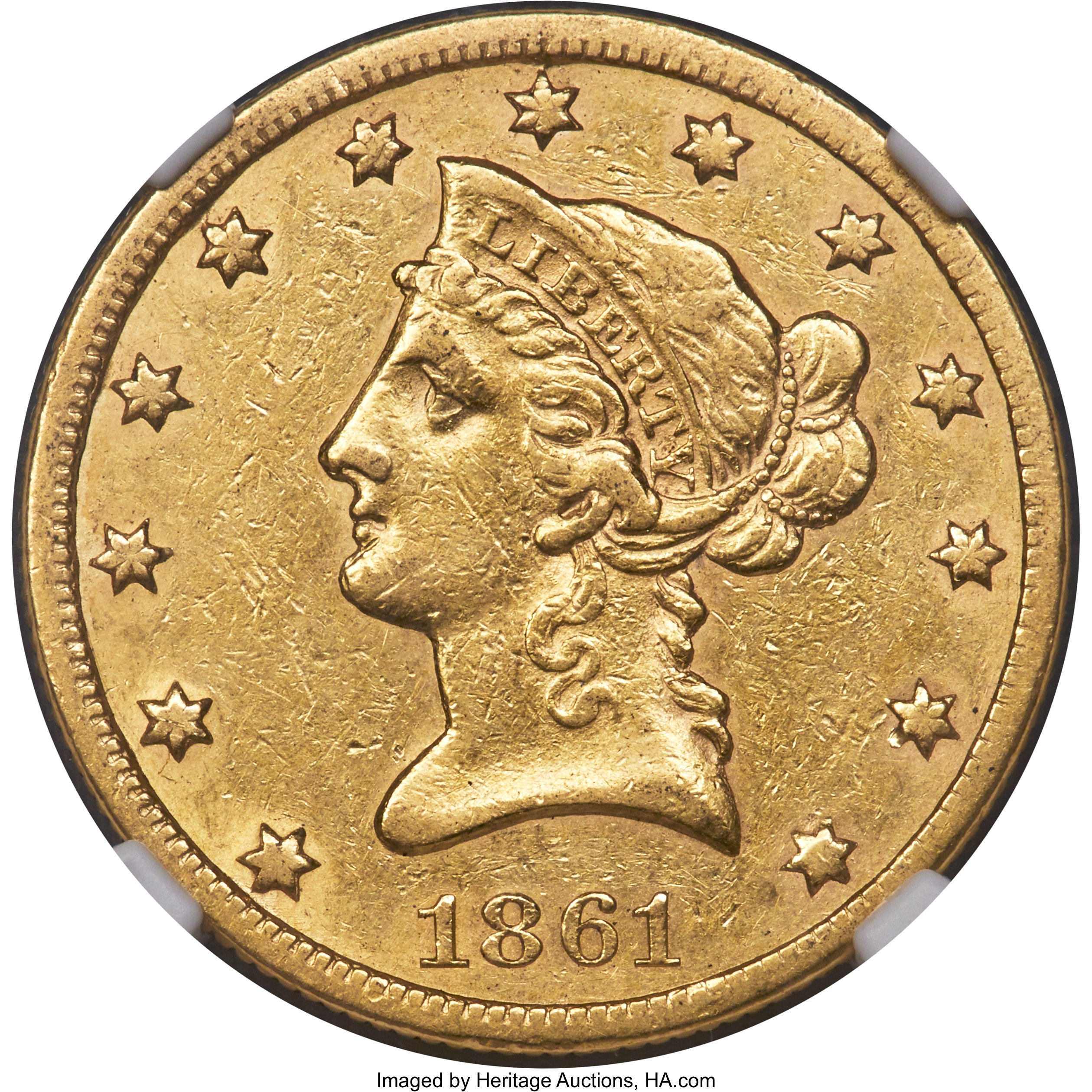 image for: 1861-S $10 XF45 NGC....