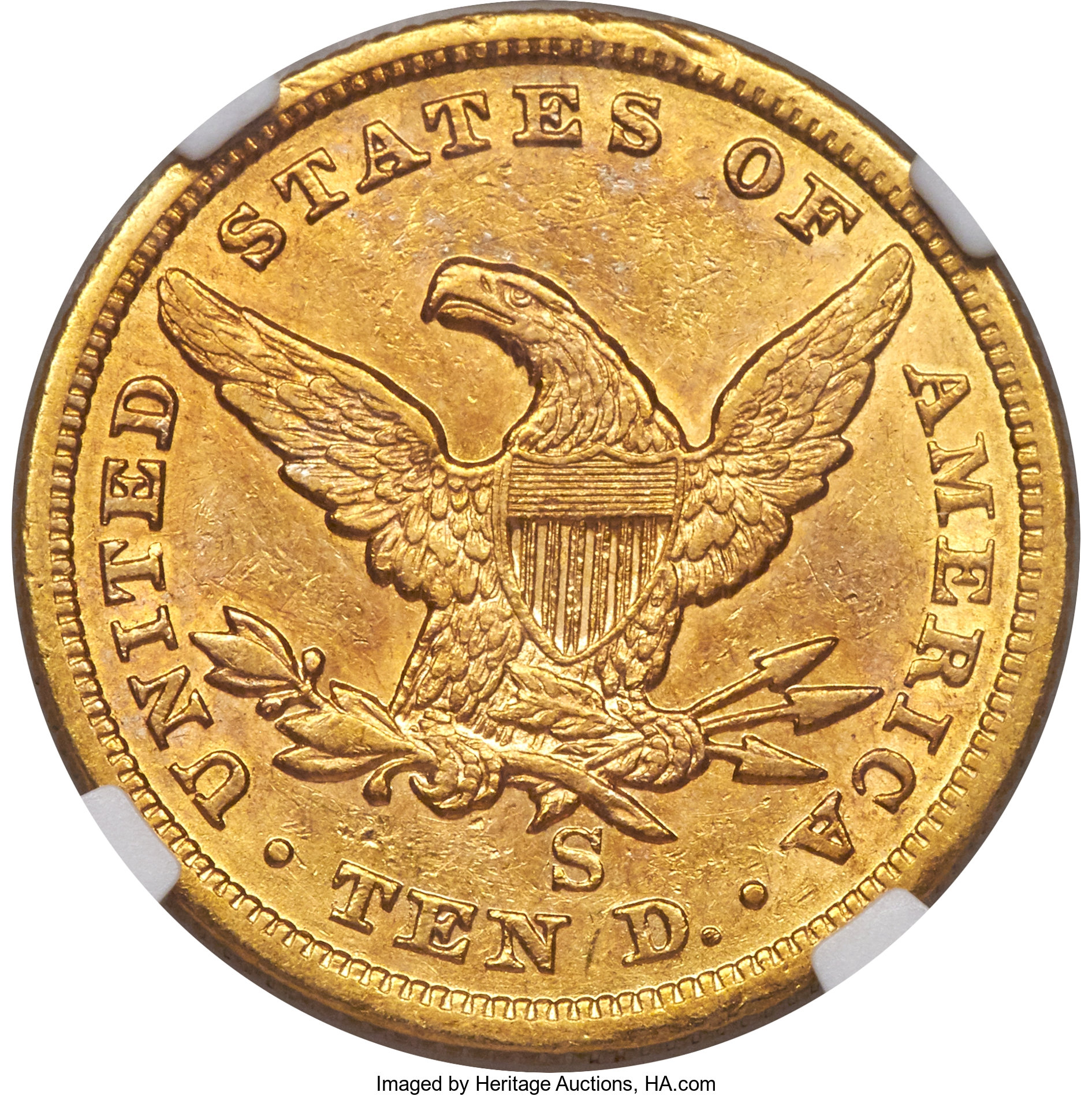 image for: 1861-S $10 AU55 NGC....