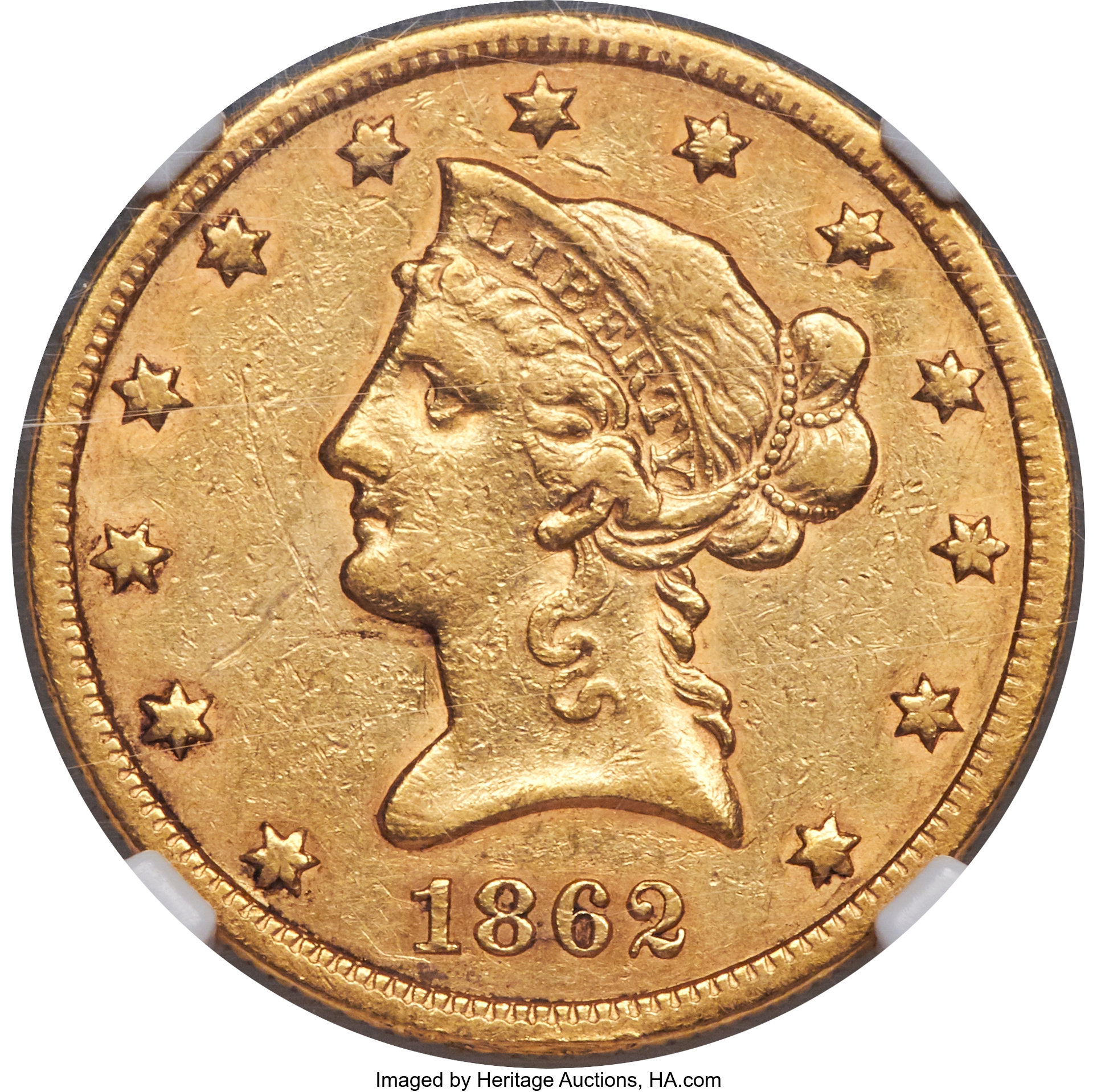 image for: 1862-S $10 XF45 NGC....