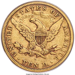 image for: 1867-S $10 VF20 PCGS....