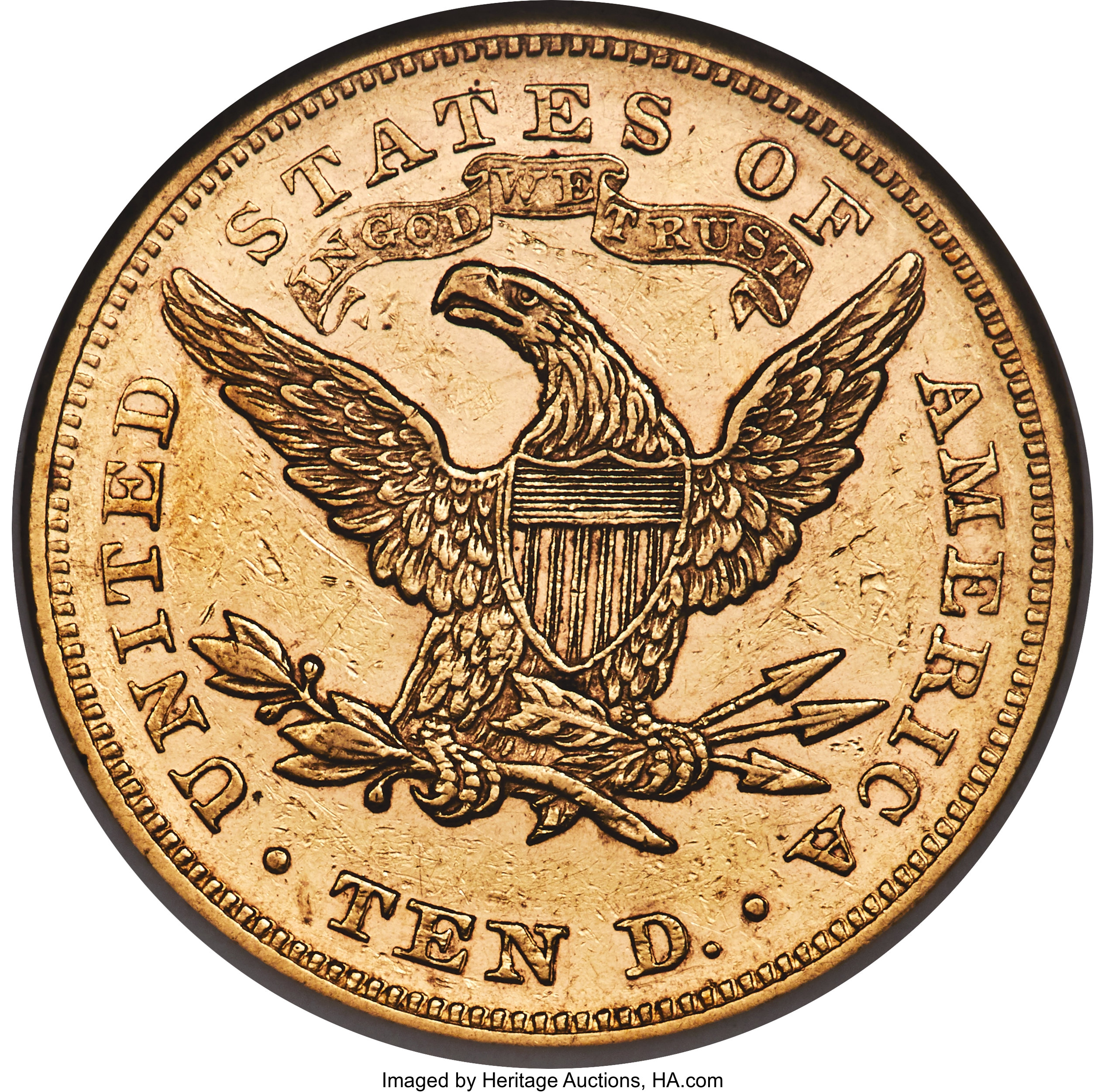 image for: 1868 $10 AU58 NGC....