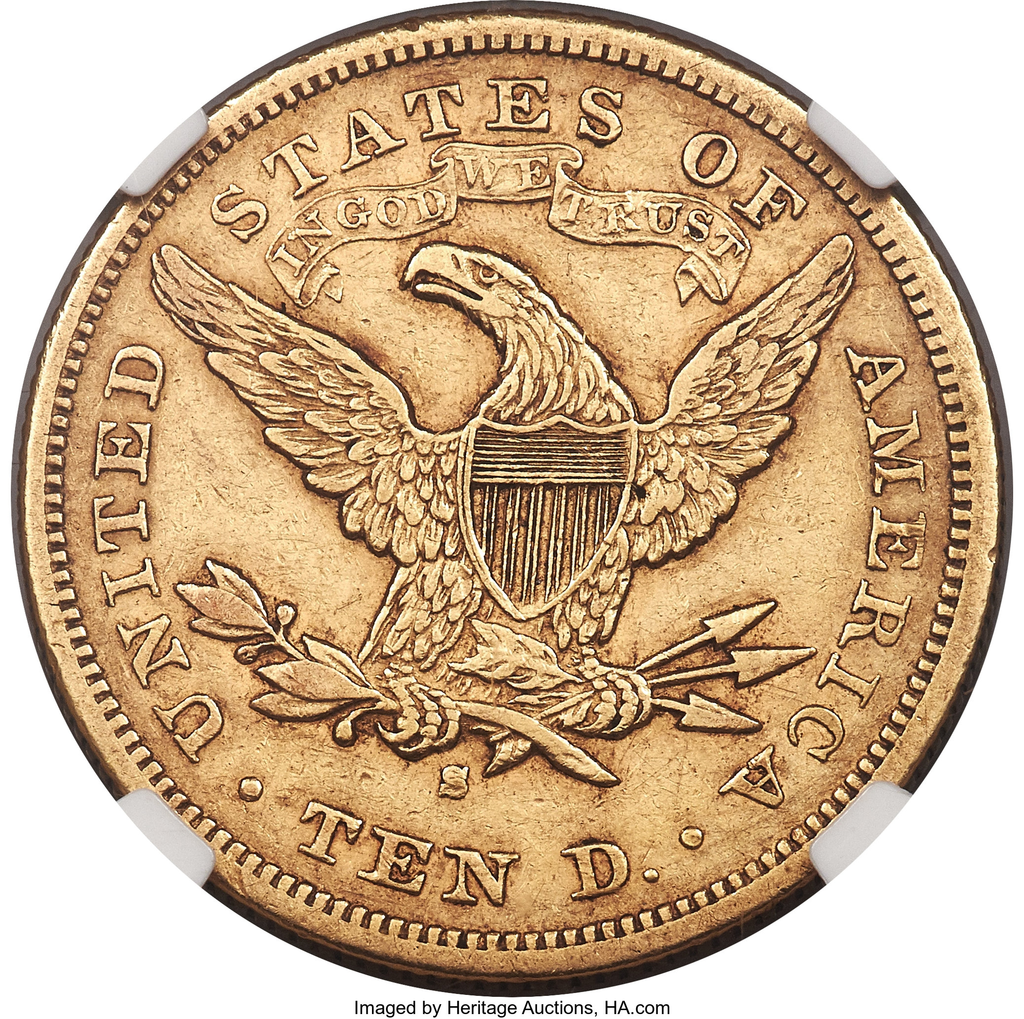 image for: 1874-S $10 AU53 NGC....