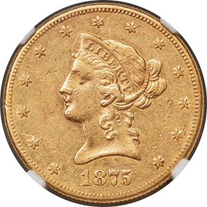 image for: 1875-CC $10 XF45 NGC. Variety 1-A....