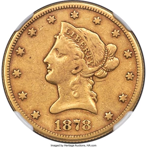 image for: 1878-CC $10 VF25 NGC. Variety 1-A....