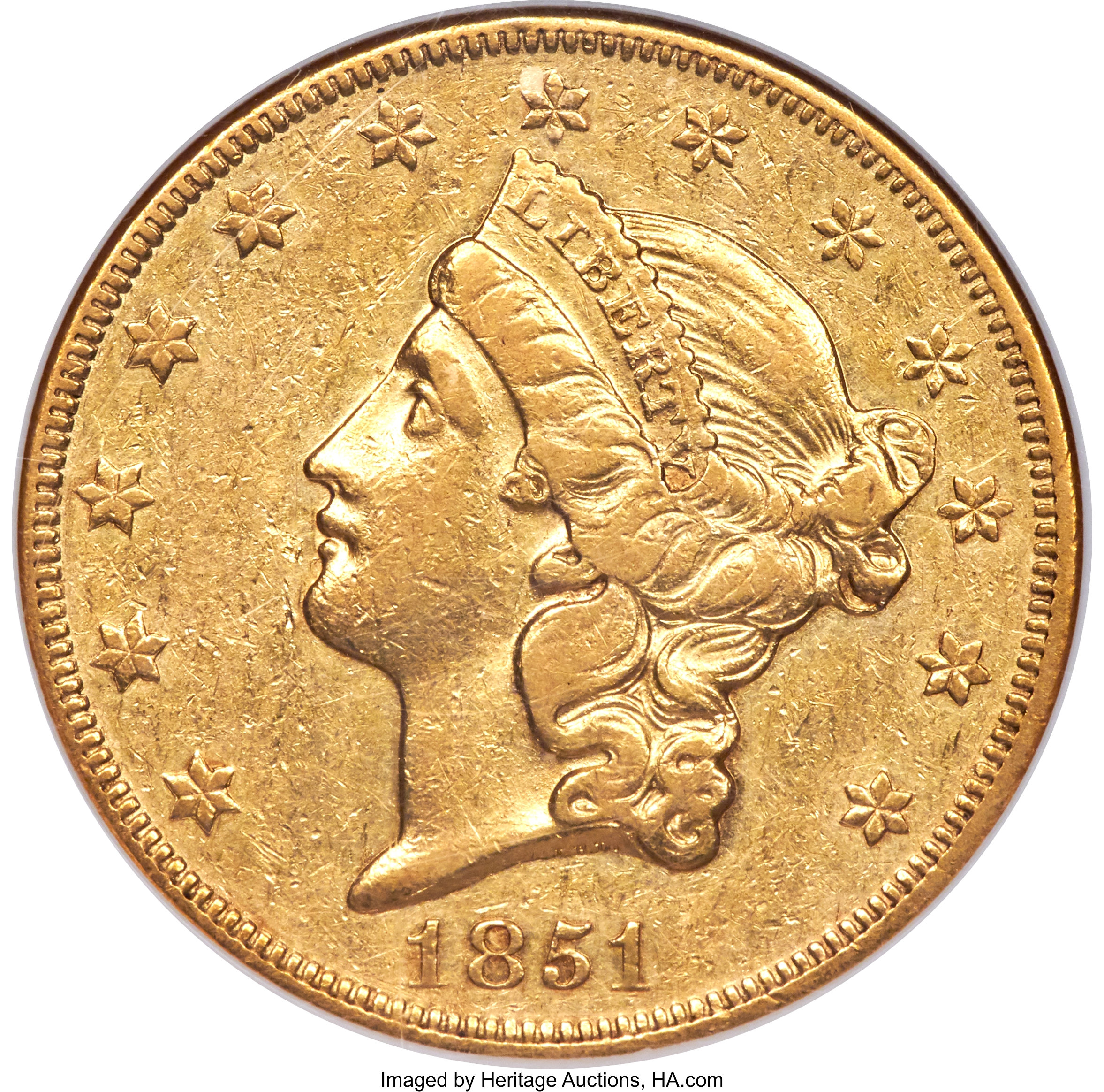 image for: 1851-O $20 AU50 NGC. Variety 1....