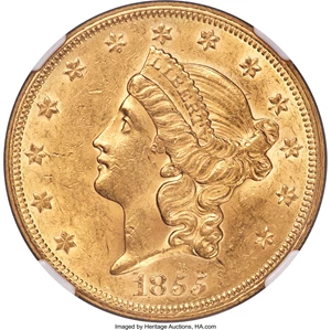 image for: 1855 $20 MS60 NGC....
