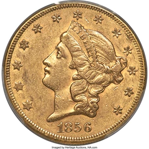 image for: 1856 $20 AU55 PCGS. CAC....
