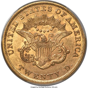 image for: 1856 $20 AU55 PCGS. CAC....