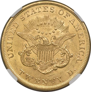 image for: 1856 $20 AU58 NGC....