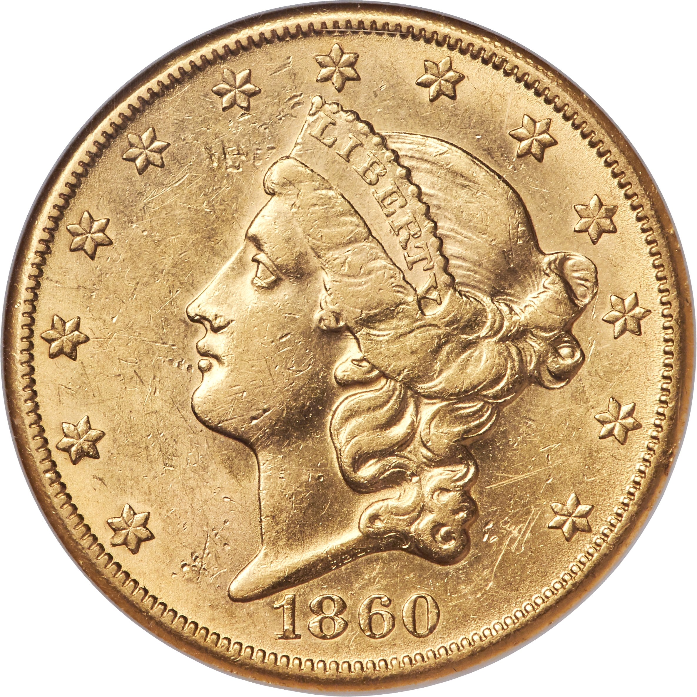 image for: 1860-S $20 AU55 NGC....