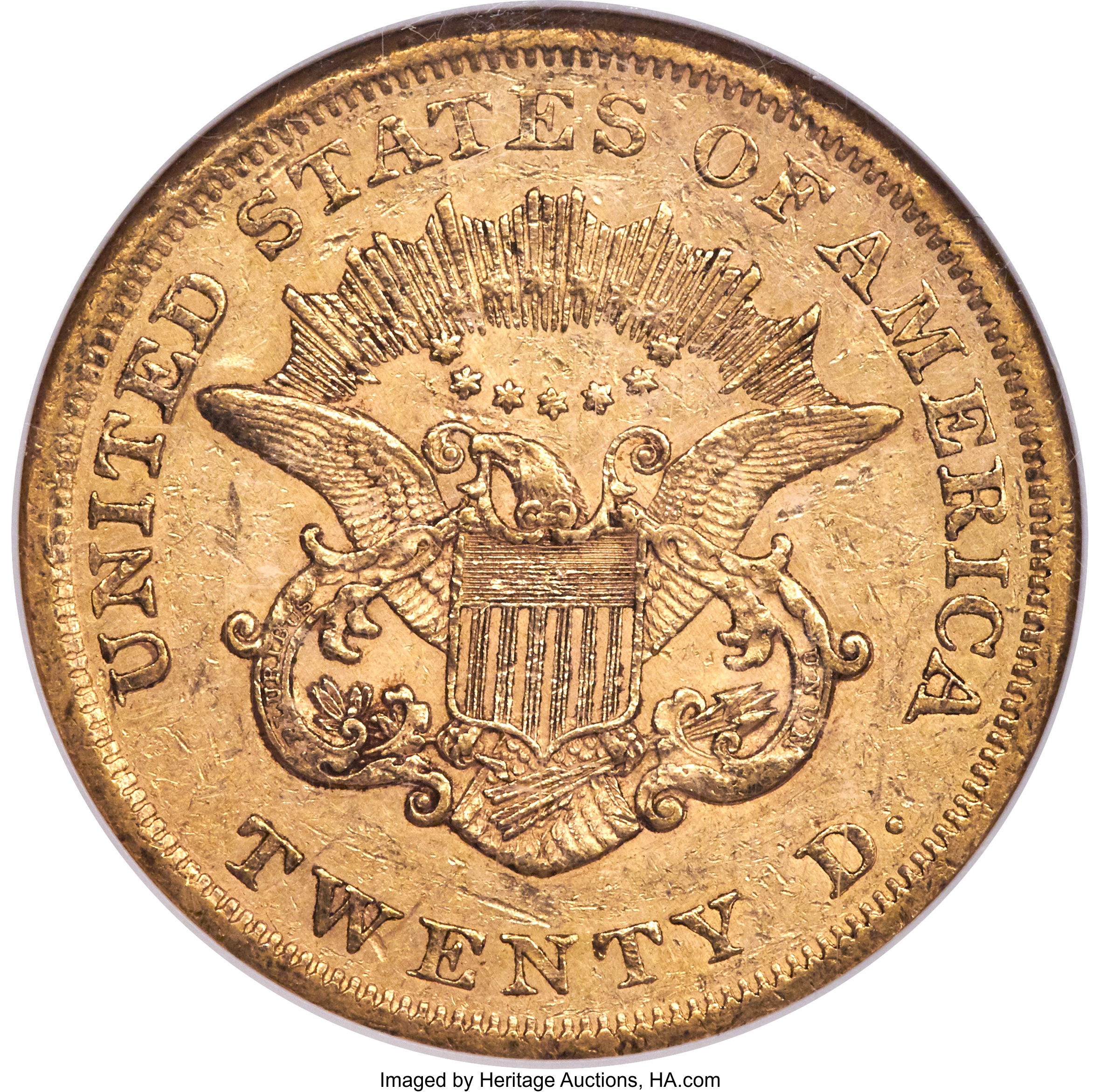 image for: 1863 $20 AU50 NGC....
