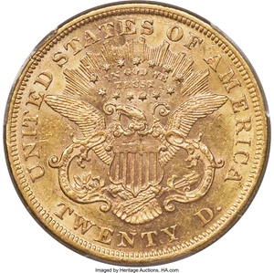 image for: 1872 $20 AU58 PCGS....