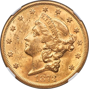 image for: 1873-S $20 Closed 3 MS62 NGC....