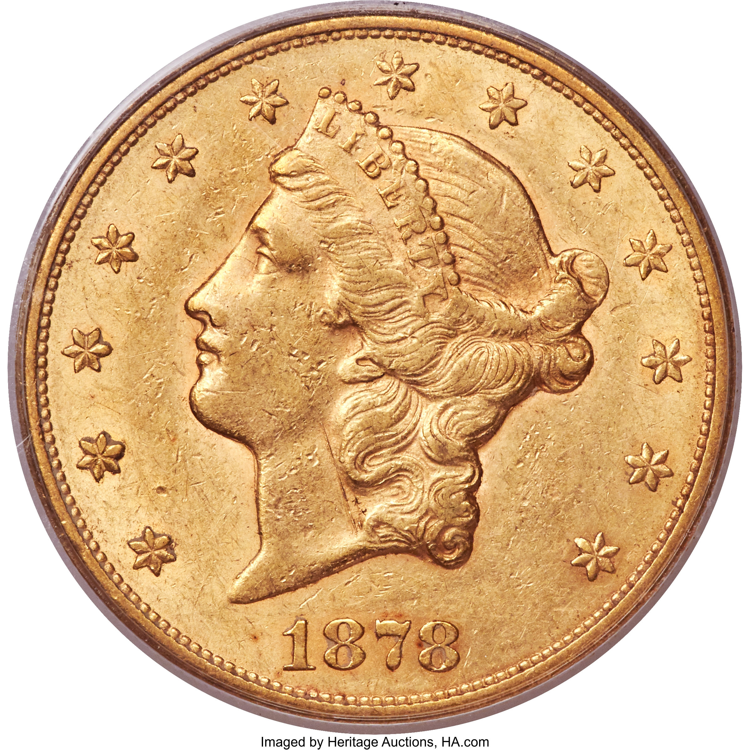 image for: 1878-CC $20 AU50 PCGS. Variety 1-A....