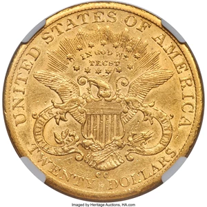 image for: 1885-CC $20 AU53 NGC. Variety 1-A....
