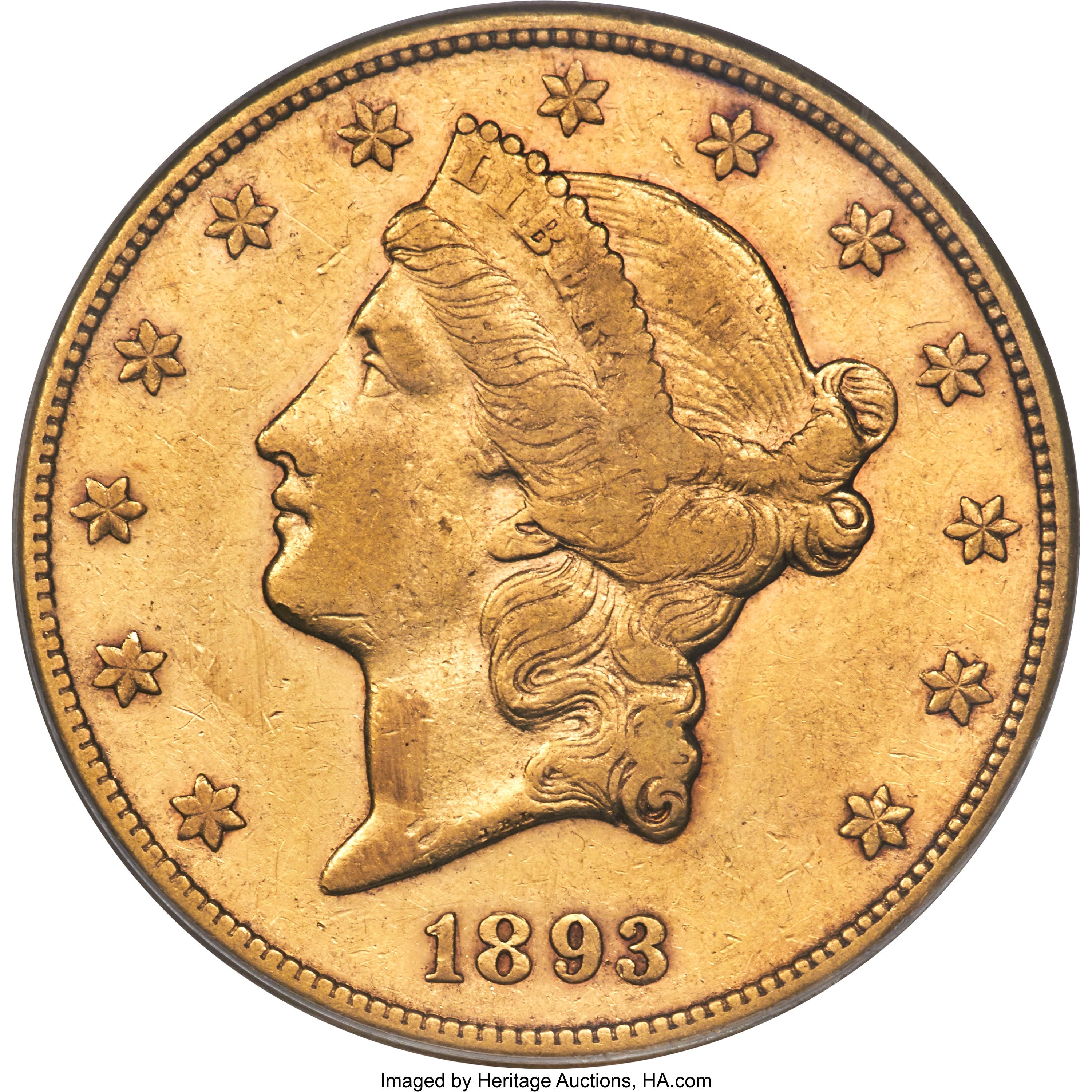 image for: 1893-CC $20 VF35 PCGS. Variety 2-A....