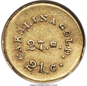 image for: (1842-50) G$1 A. Bechtler Dollar, 27G. 21C., Plain Edge AU58 NGC. K-24, R.3....