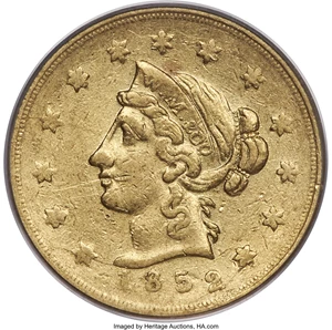 image for: 1852 $10 Wass Molitor Ten Dollar, Large Head, XF45 PCGS. K-4, R.5....