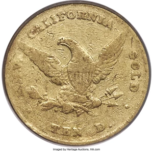 image for: 1852 $10 Wass Molitor Ten Dollar, Large Head, XF45 PCGS. K-4, R.5....