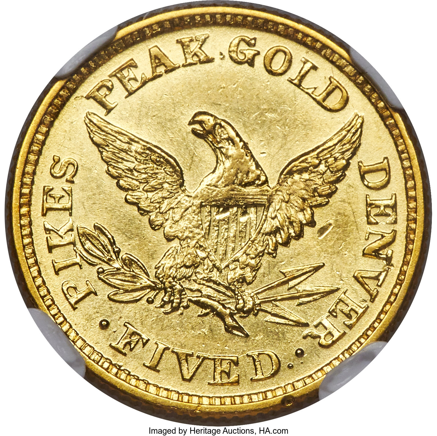 image for: 1860 $5 Clark, Gruber & Co. Five Dollar MS60 NGC. K-2, R.4....