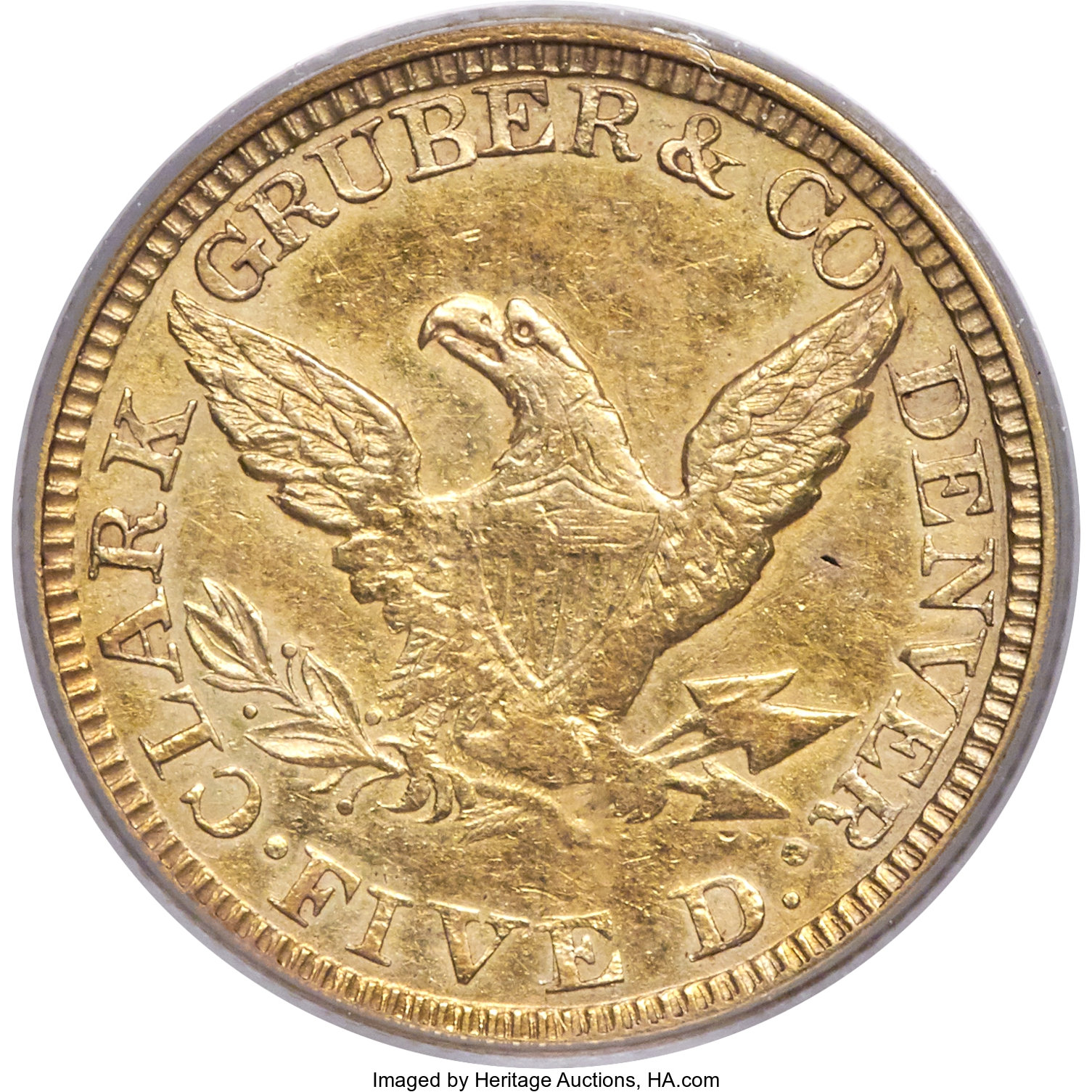 image for: 1861 $5 Clark, Gruber & Co. Five Dollar XF45 PCGS. K-6, R.4....