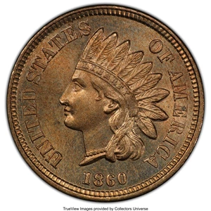 image for: 1860 1C Pointed Bust MS65 PCGS. PCGS Population: (48/11 and 3/5+). NGC Census: (9/2 and 0/0+). CDN: $2,400 Whsle. Bid for N...