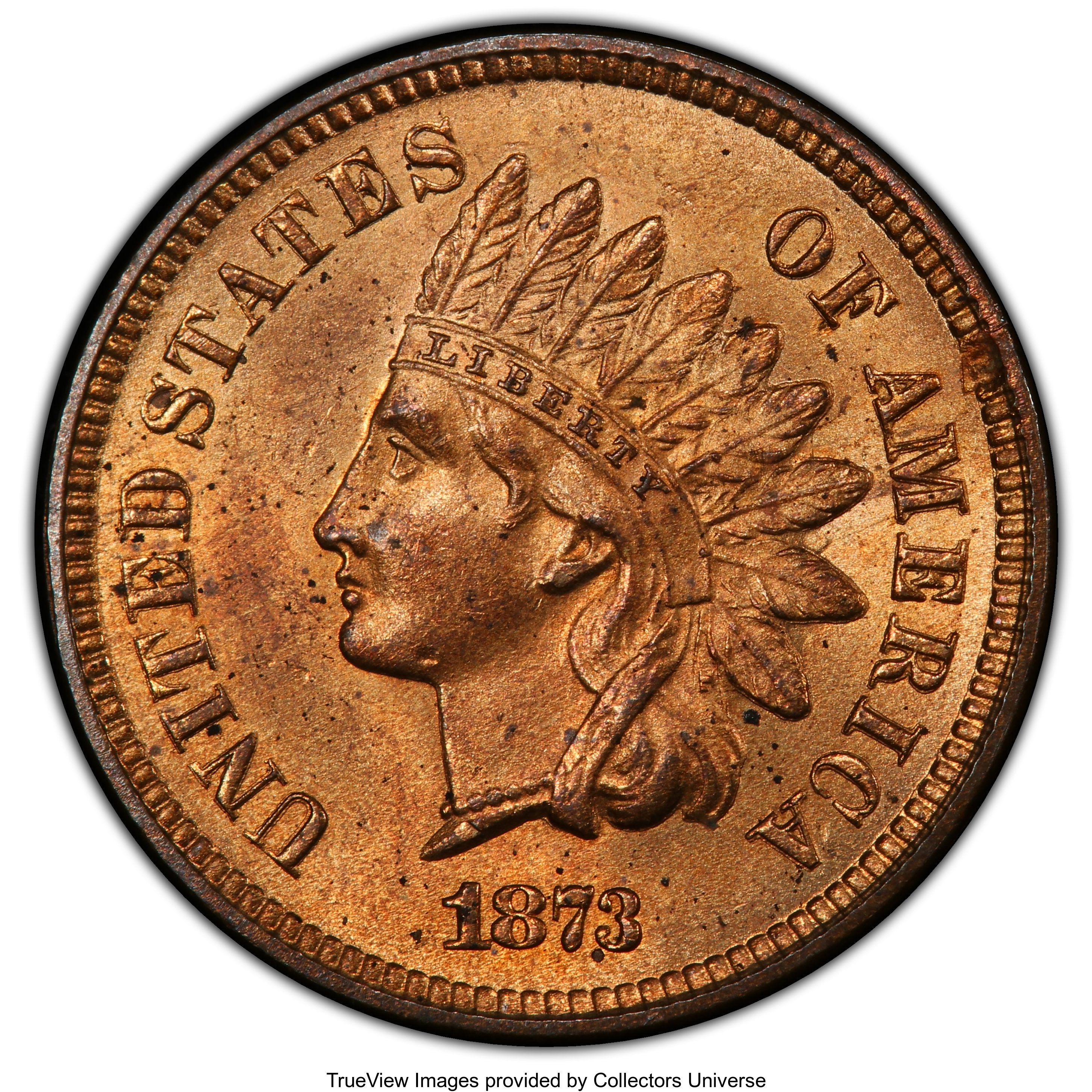 image for: 1873 1C Open 3 MS64 Red PCGS. PCGS Population: (60/33 and 2/1+). NGC Census: (17/9 and 0/0+). CDN: $1,250 Whsle. Bid for NG...