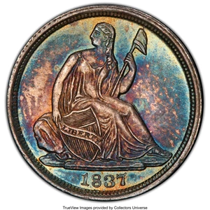 image for: 1837 H10C No Stars, Large Date (Curl Top 1) MS65 PCGS. PCGS Population: (68/36 and 0/2+). NGC Census: (111/88 and 4/1+). CD...