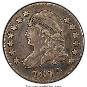 image for: 1814 10C STATESOF XF40 PCGS. CAC. PCGS Population: (3/9 and 0/1+). NGC Census: (0/0 and 0/0+). CDN: $1,350 Whsle. Bid for N...