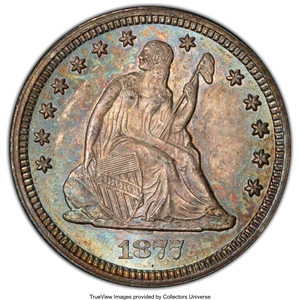 image for: 1877-CC 25C MS64 PCGS. PCGS Population: (122/61 and 3/13+). NGC Census: (86/53 and 1/5+). CDN: $1,100 Whsle. Bid for NGC/PC...