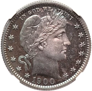 image for: 1900 25C PR66 NGC. NGC Census: (40/23). PCGS Population: (27/10). CDN: $1,250 Whsle. Bid for NGC/PCGS PR66. Mintage 912. ...