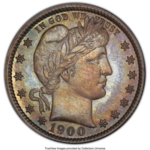 image for: 1900 25C PR66 PCGS. PCGS Population: (27/10 and 1/1+). NGC Census: (40/23 and 0/0+). CDN: $1,300 Whsle. Bid for NGC/PCGS PR...