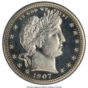 image for: 1907 25C PR65 Cameo PCGS. PCGS Population: (14/27 and 1/1+). NGC Census: (10/31 and 0/0+). PR65. ...