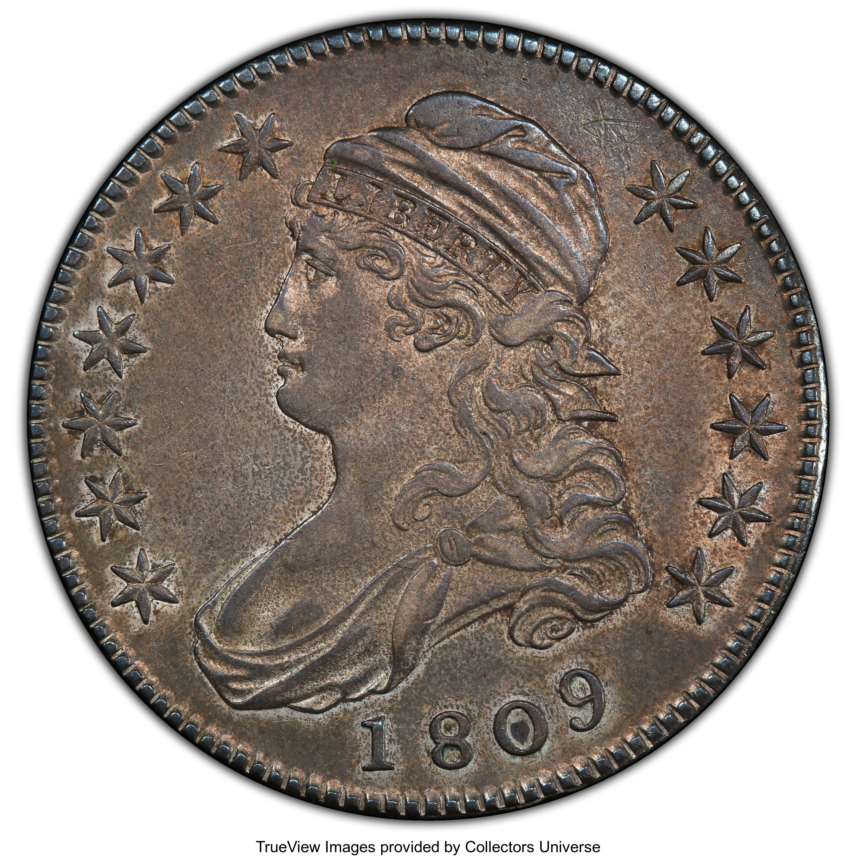 image for: 1809 50C III Edge AU53 PCGS. PCGS Population: (19/37 and 0/2+). NGC Census: (3/6 and 0/1+). CDN: $1,350 Whsle. Bid for NGC/...