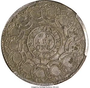 image for: 1776 $1 Continental Dollar, CURENCY, Pewter AU50 PCGS. Newman 1-C, W-8445, R.3. ...