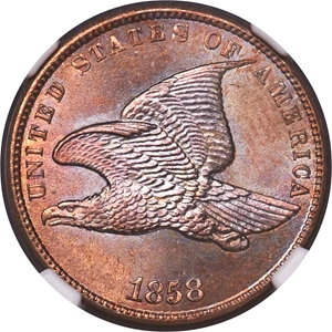image for: 1858 1C Small Letters MS66 NGC....