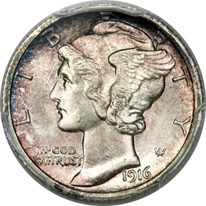 image for: 1916-D 10C MS66+ Full Bands PCGS. CAC....