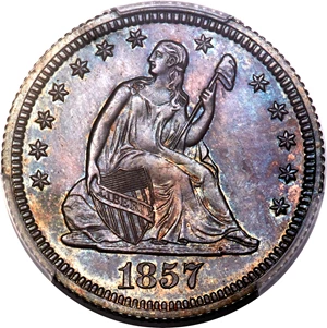 image for: 1857 25C PR65 PCGS....