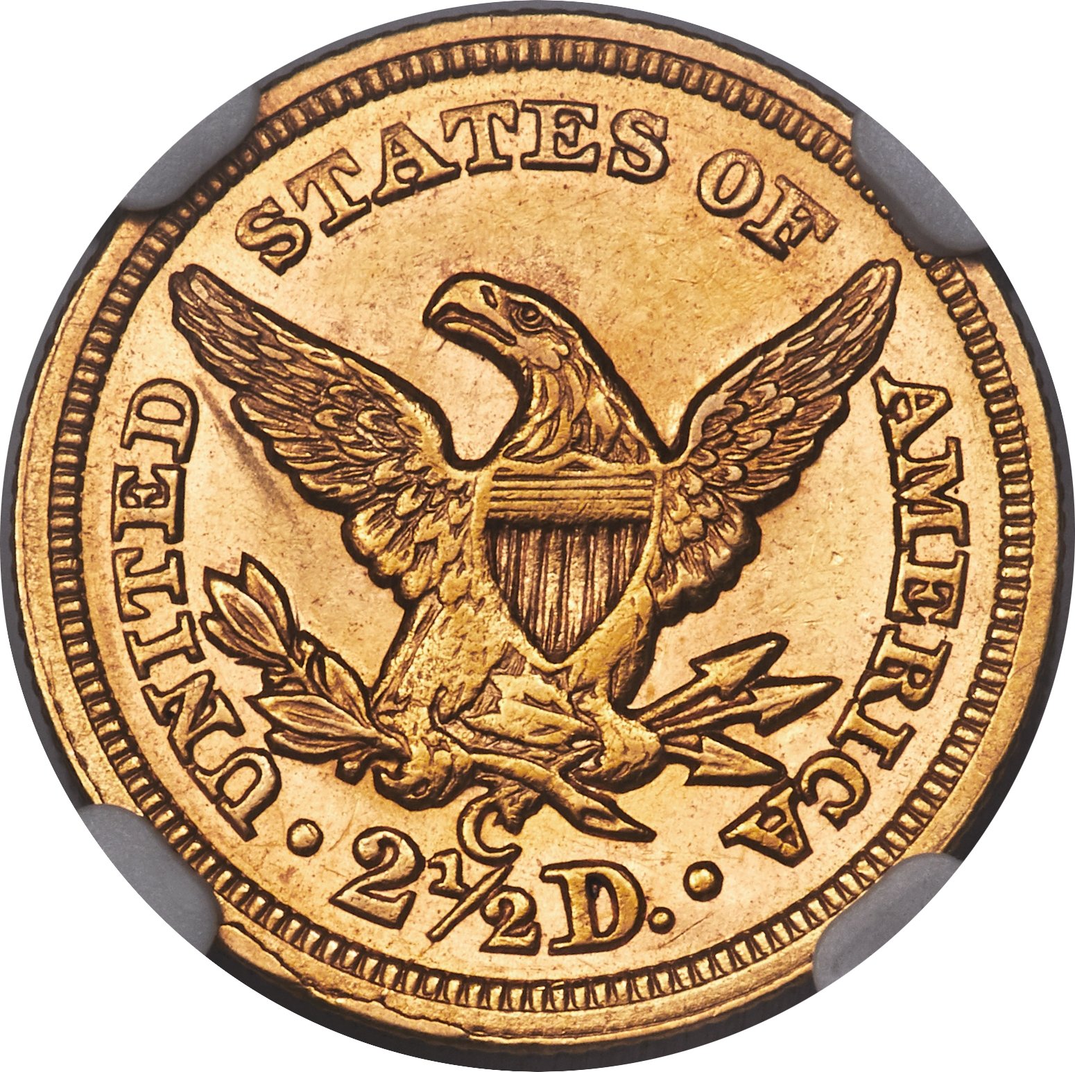 image for: 1855-C $2 1/2 MS61 NGC. Variety 1....