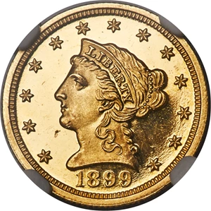 image for: 1899 $2 1/2 PR65 Ultra Cameo NGC. JD-1, R.4....