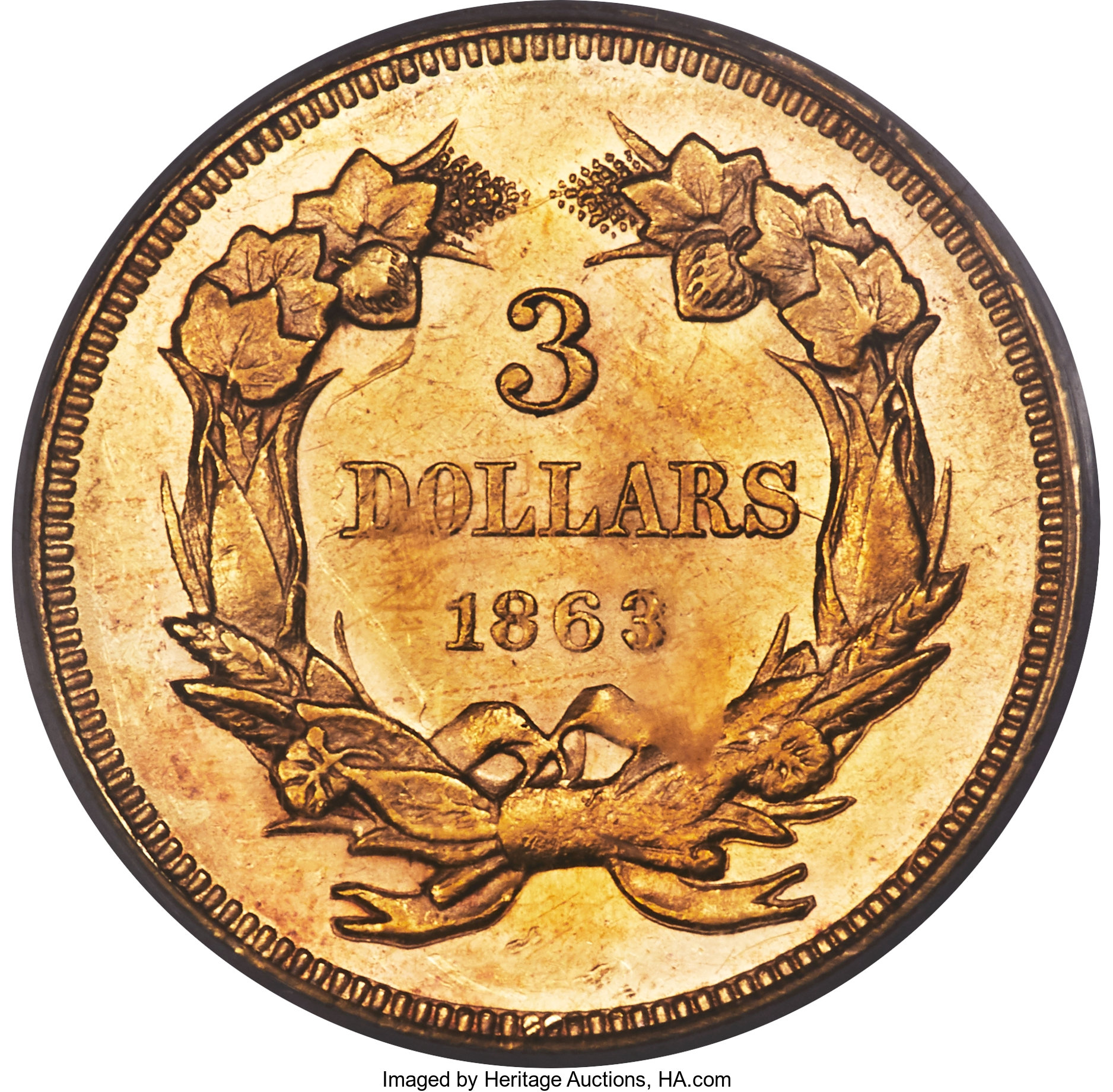 image for: 1863 $3 MS62 PCGS....