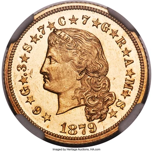 image for: 1879 $4 Flowing Hair, Judd-1635, Pollock-1833, JD-1, R.3, PR63 Cameo NGC....