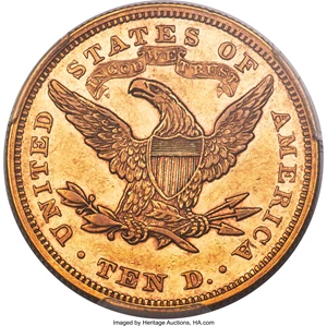 image for: 1876 $10 AU53 PCGS....