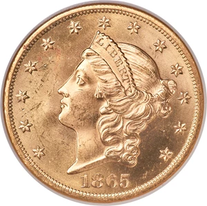 image for: 1865 $20 MS64 NGC....