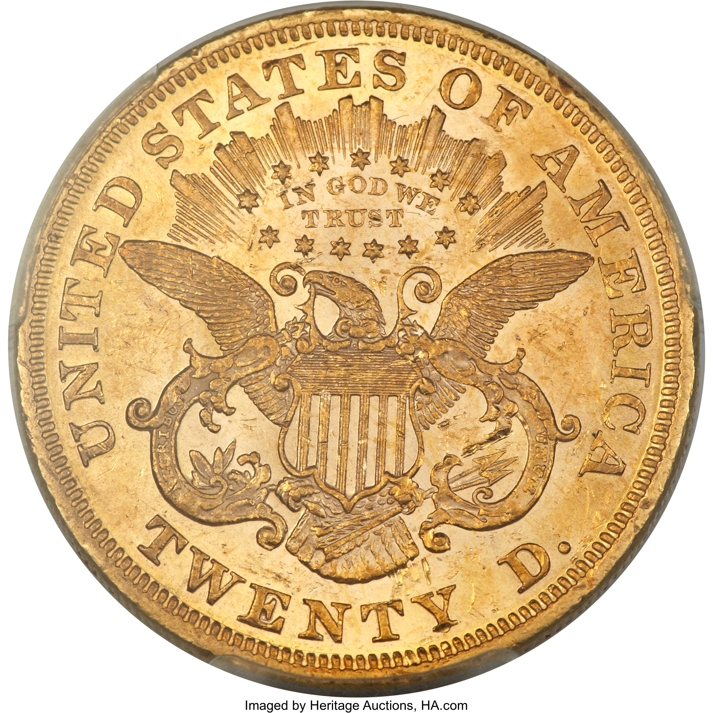 image for: 1869 $20 MS60 PCGS....