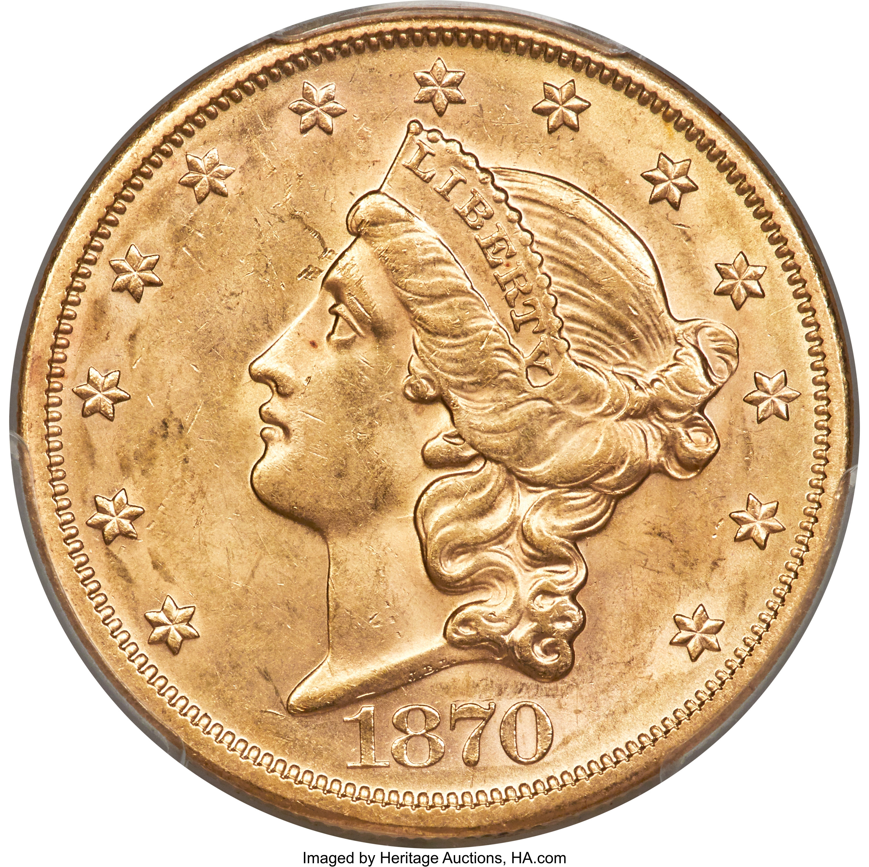 image for: 1870-S $20 MS62 PCGS....